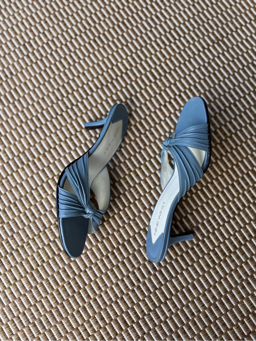 Nine West Dusty Blue Knot Slip-On Heeled Mules - Picture 3 of 5